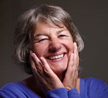 A woman with repaired dentures